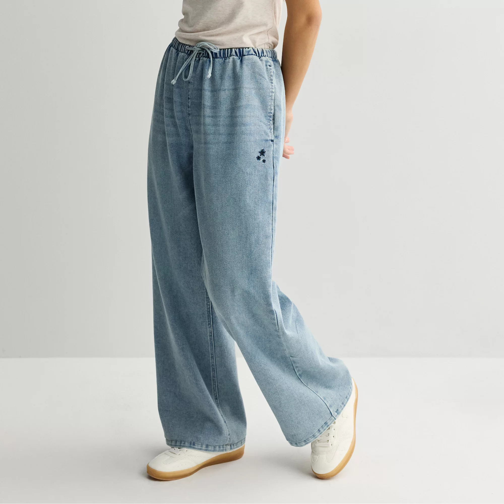 Juniors' Vanilla Cozy Embroidery Pull-On Jeans | Kohl's