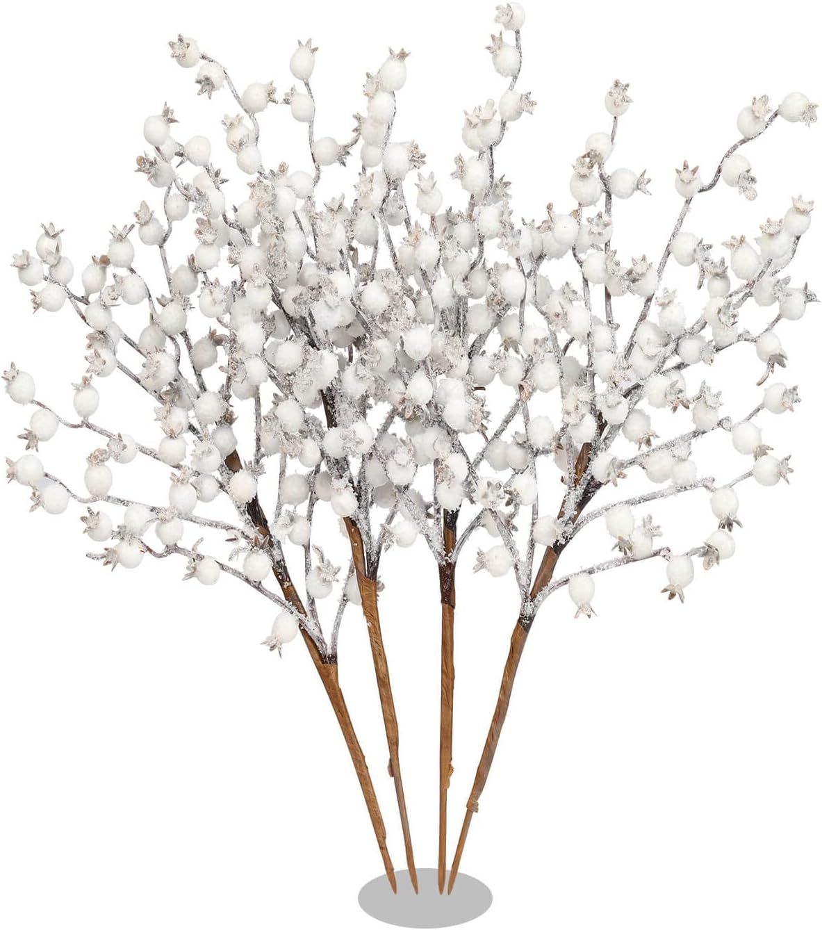 4 Pack Artificial White Berry Picks - 17 Inch Christmas Frost White Berries Spray Branches, Chris... | Amazon (US)