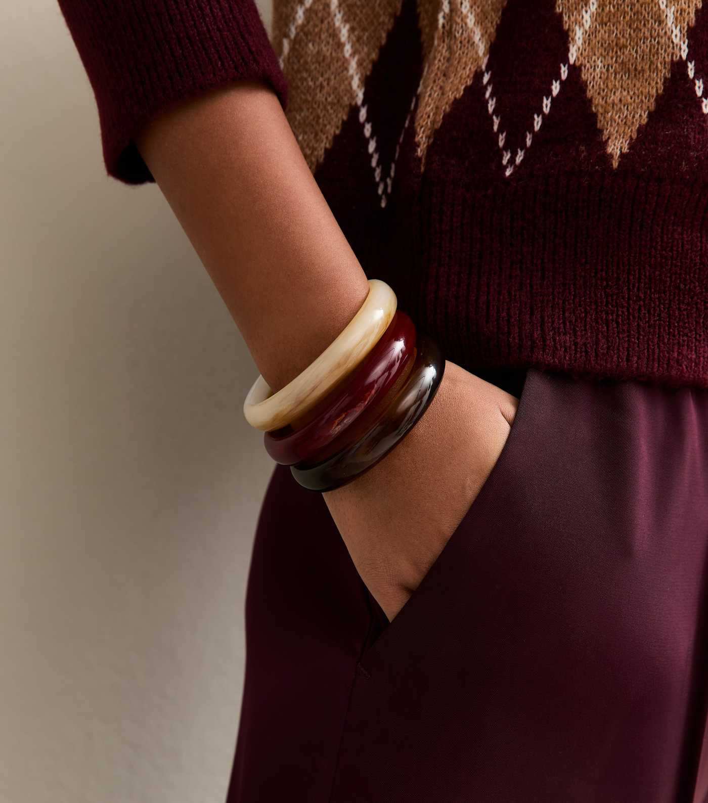 Pack Of 3 Brown Resin Bangles | New Look | New Look (UK)