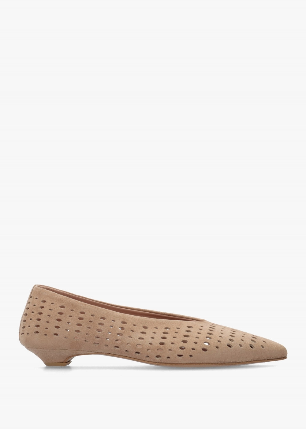 Sicily Beige Suede Perforated Flat Pumps | Daniel Footwear (UK)