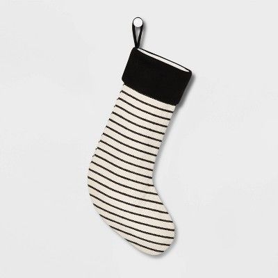 Striped Knit Christmas Stocking Navy with Black Cuff - Wondershop™ | Target