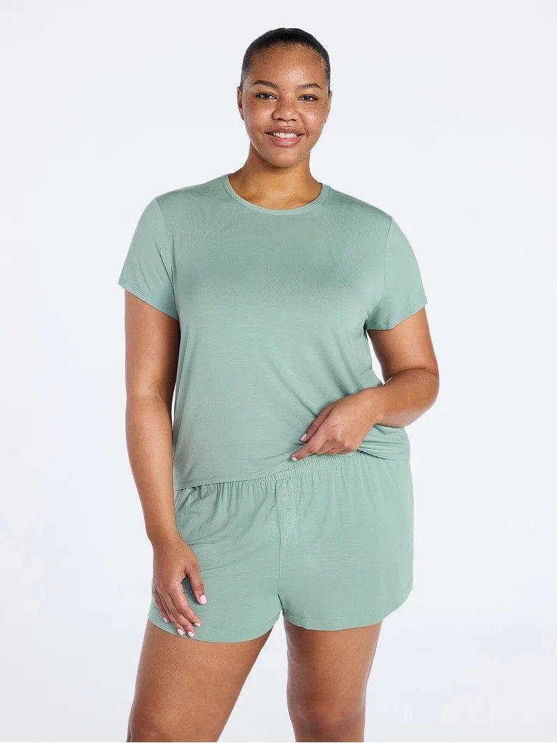 Joyspun Women’s Scoop Neck Sleepwear Modal Tee with Short Sleeves, Sizes S-3X | Walmart (US)