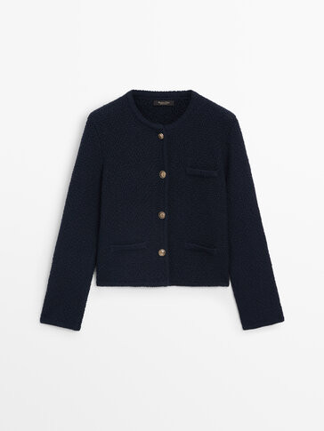 Textured knit cardigan with pockets | Massimo Dutti US