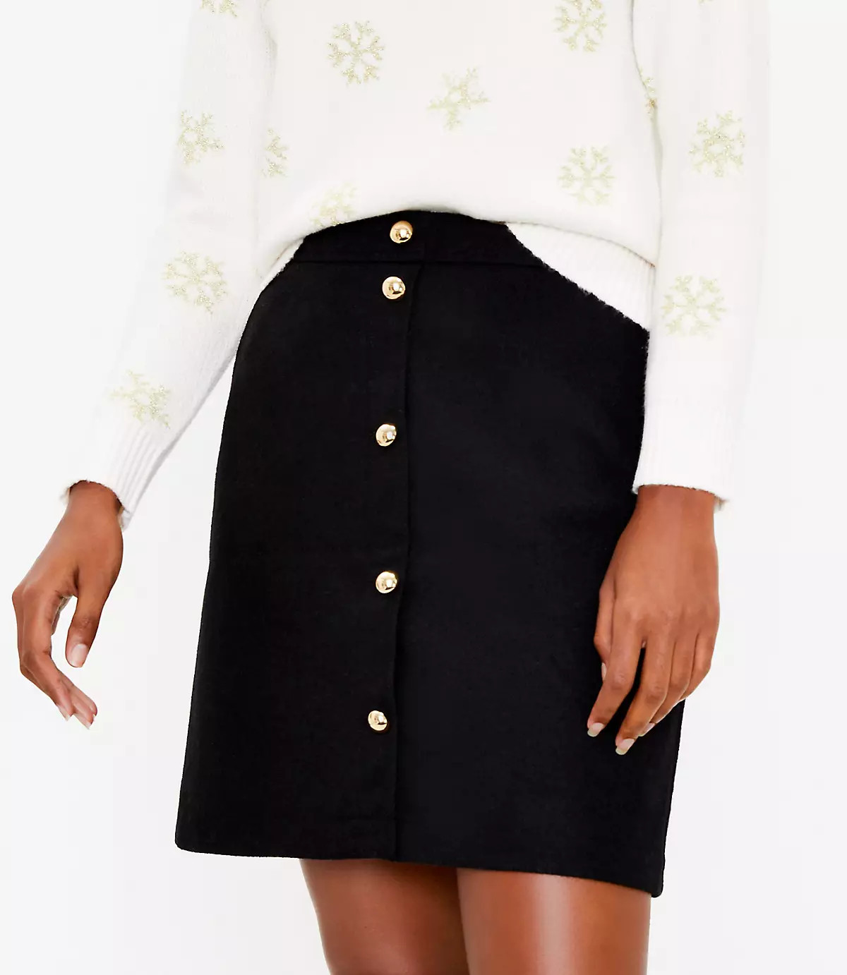 Wooly Button Pocket Skirt | LOFT