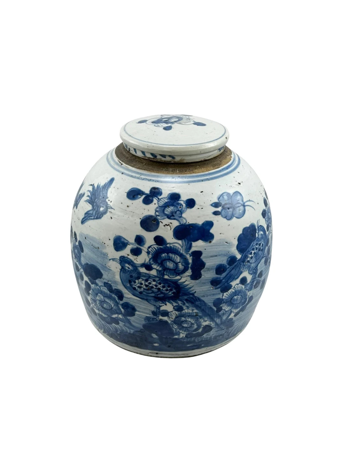 Vintage Ming Jar Pheasant Flower Motif Blue & White - Etsy | Etsy (US)
