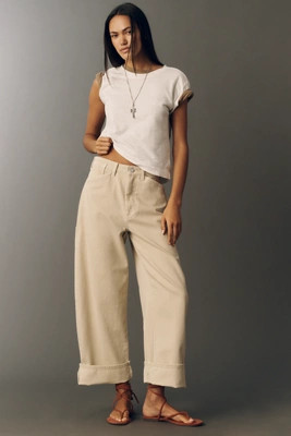 Kayden Regenerative Cotton High Rise Barrel Jeans by Pilcro | Anthropologie (US)