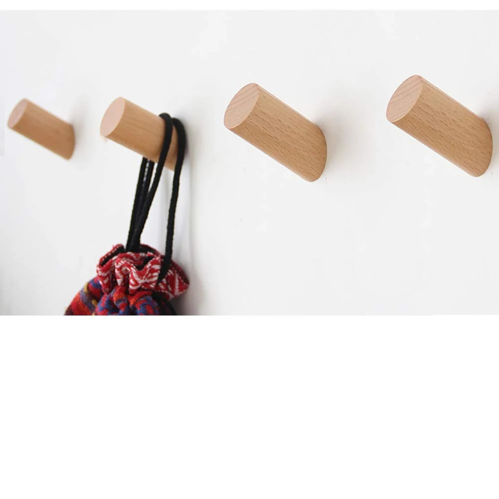 Afoxsos Wood Wall Hooks 4 Pack Heavy Duty Beech Wood Coat Hooks for Hanging Bathroom Towels Clothes Hats Robes Jackets Rustic Organizer one_size | Lowe's