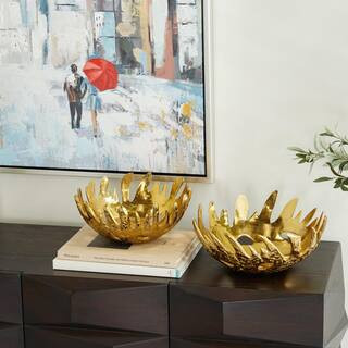 Gold Aluminum Decorative Bowl (Set of 2) | The Home Depot
