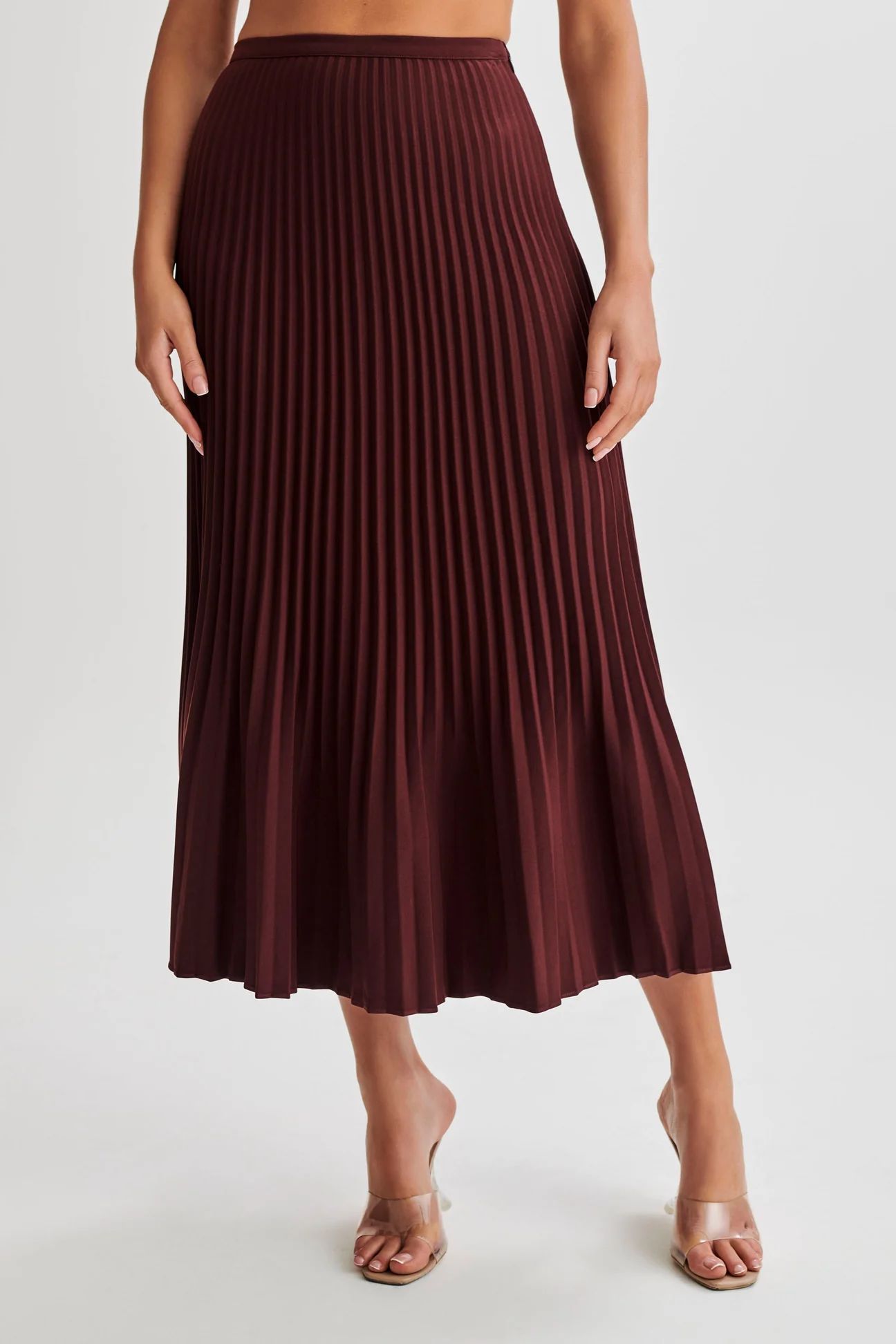 Twyla Pleated Suiting Maxi Skirt - Plum | MESHKI US