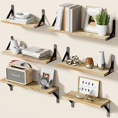 Shontella 6 Piece Wood Floating Shelf | Wayfair North America