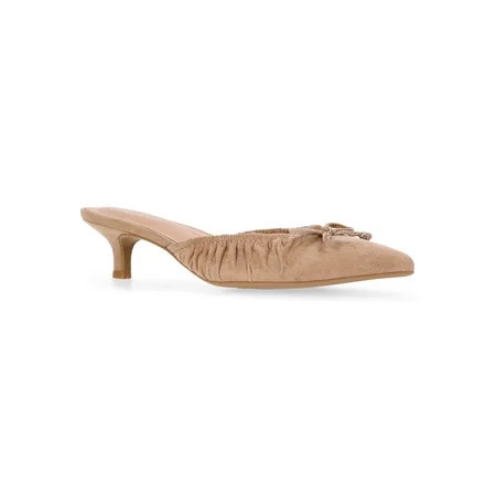 Time and Tru Women s Faux Suede Kitten Heel Mules | Walmart (US)