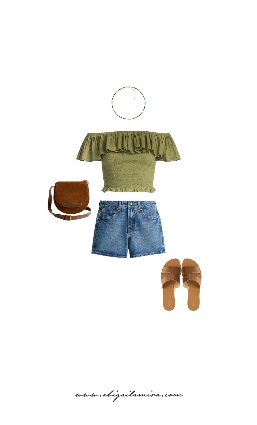 What I'm Wearing Wednesday 05/06/2026

This look brings together relaxed summer ease with a touch of earthy charm. An olive off-the-shoulder top adds a soft, feminine feel, perfectly balanced by classic denim shorts for an effortlessly cool vibe. Finished with warm-toned accessories and simple sandals, it’s an easygoing outfit that feels both fresh and naturally put-together—ideal for sunny, laid-back days.

#LTKstyletip #LTKsummer #LTKtravel