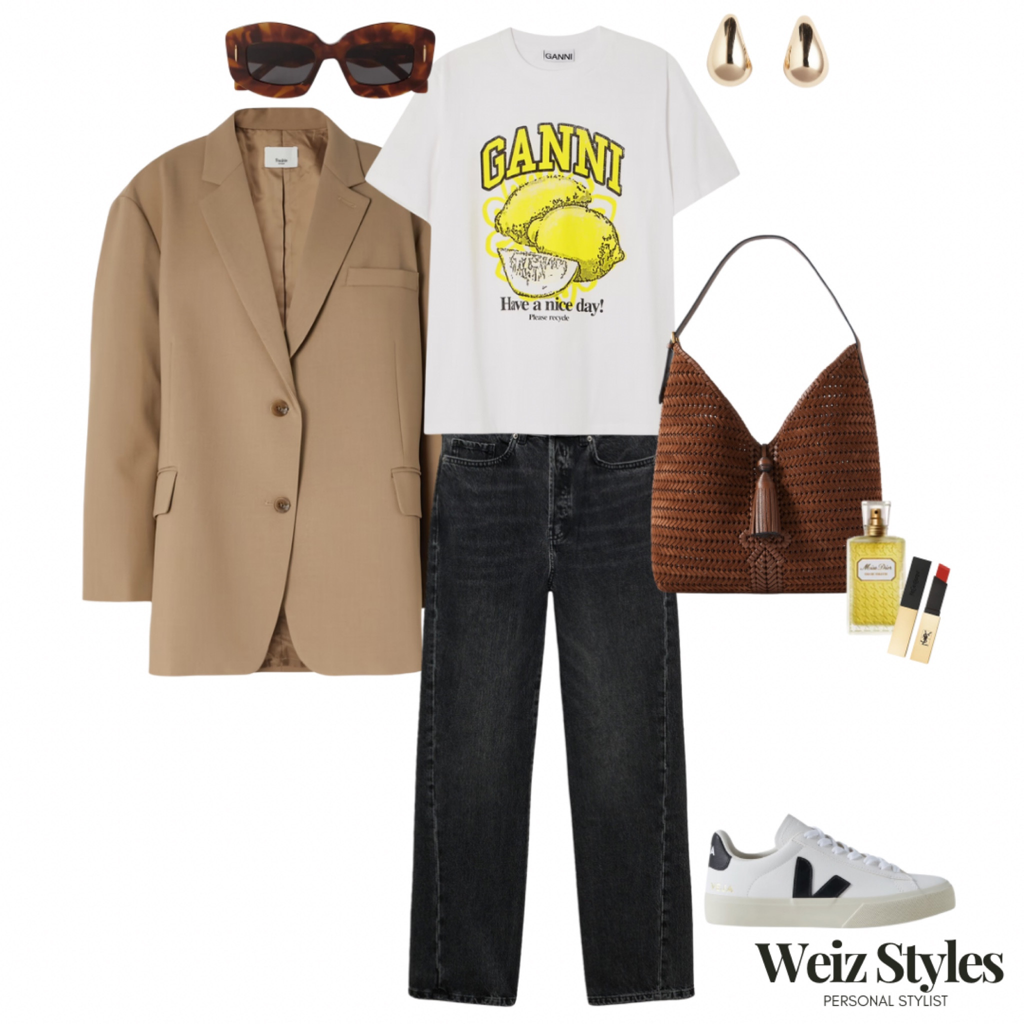 A classic casual-chic combination with a fun graphic tee 💛 who else loves a jeans, tee and blazer combo!? 🙌🏻 

Need a bit of help piecing your outfits together? I can help! Get in touch 💌 hello@weizstyles.com 

Ganni, net a porter, T-shirt, tee, top, blazer, Frankie shop, casual, chic, cool, pots, outfit of the day, Weiz styles, personal stylist, jeans, black, beige, tan, bag, brown, anya, Veja, trainers, cool, everyday, styling, style, John Lewis, H&M, Loewe, sunglasses, chic, sophisticated, classic, casual, London, highstreet, brands, designer, effortless

#LTKeurope #LTKSeasonal #LTKstyletip