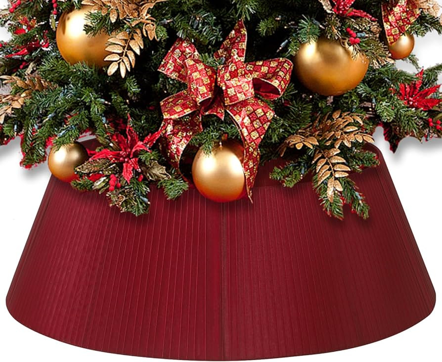 Red Christmas Tree Collar for Pencil Tree, 27 Inch Small Tree Collar for Artificial Trees, Gauze ... | Amazon (US)