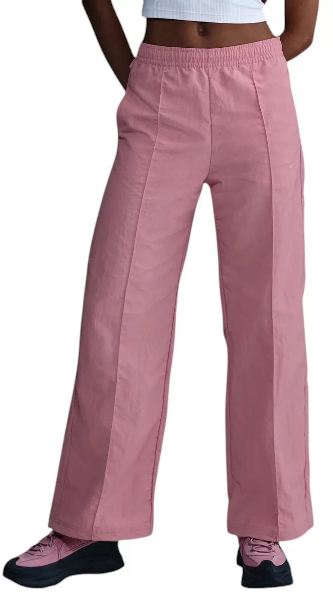 Nike Women's Sportswear Everything Wovens Mid-Rise Open-Hem Pants, Small, Element Pink | DICK'S Sporting Goods