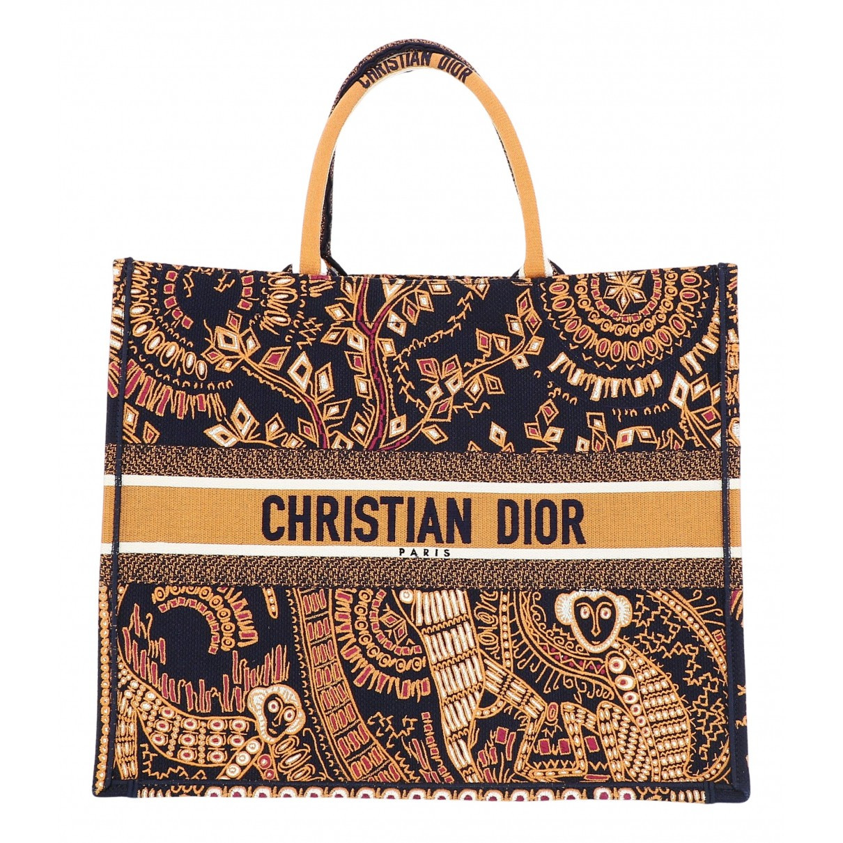 Dior Book Tote Brown Cloth Handbags | Vestiaire Collective (Global)