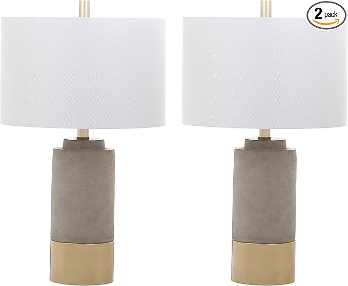 Safavieh Lighting Collection Grey Concrete/Gold Bedroom Living Room Home Office Desk Nightstand T... | Amazon (US)