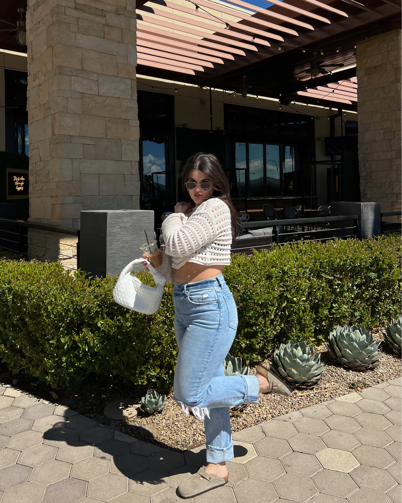 Top: size up to large
Jeans: 30/10 - regular 
Shoes: 8/8.5
- 
Spring look
Knit sweater
Crop sweater 
Distressed denim 
Abercrombie denim 
Birkenstocks 
Casual look 
OOTD 
Midsize style 

#LTKshoecrush #LTKcurves #LTKstyletip