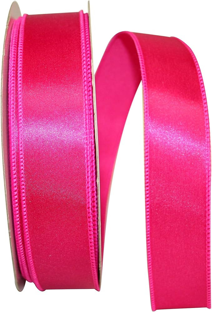 Reliant Ribbon 92575W-222-09K Satin Value Wired Edge Ribbon, 1-1/2 Inch X 50 Yards, Fuchsia | Amazon (US)