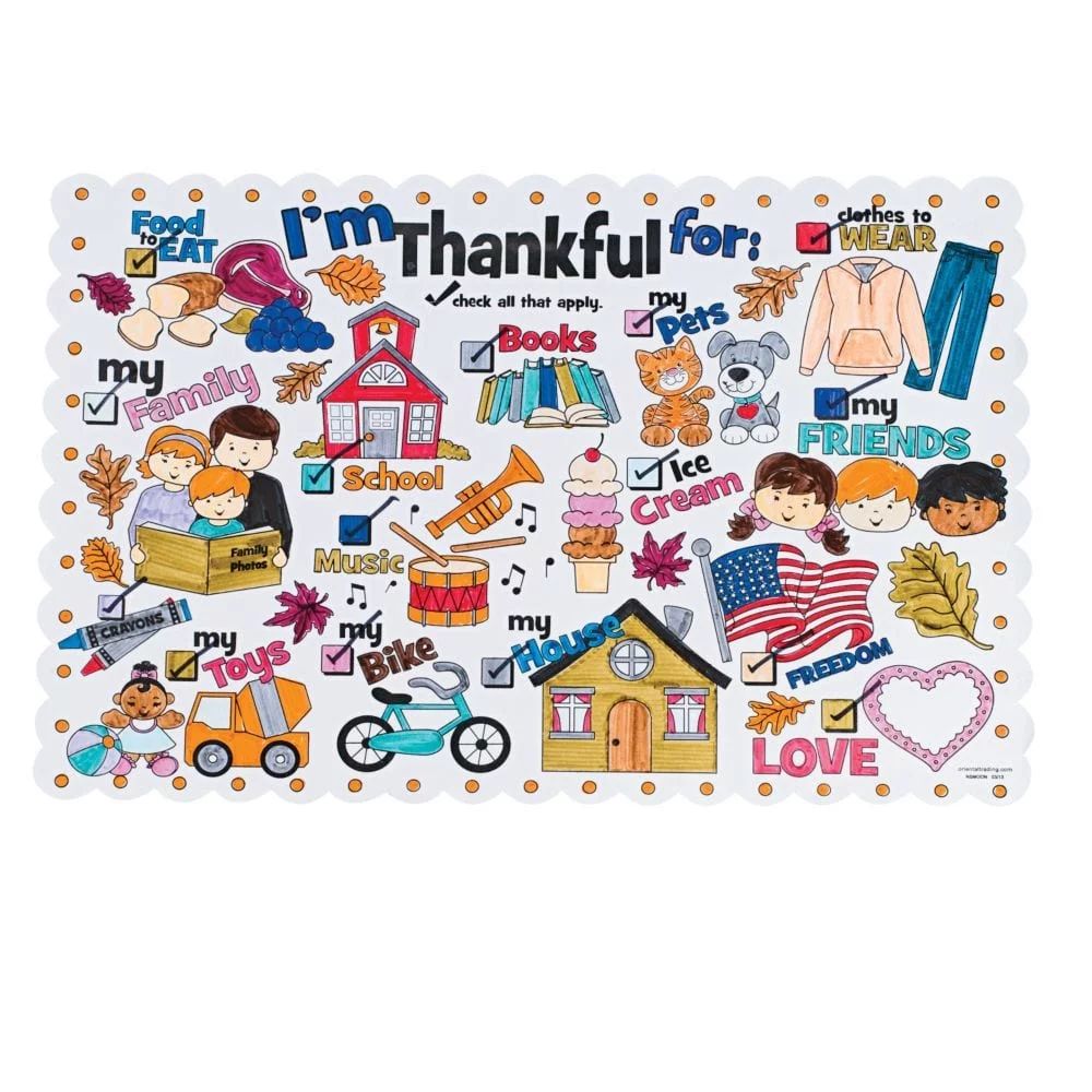 Color Your Own Thanksgiving Placemats - Craft Kits - 12 Pieces - Walmart.com | Walmart (US)