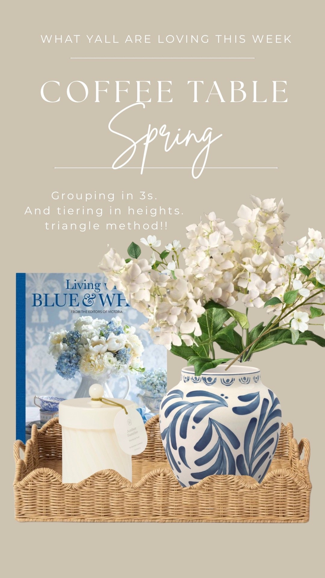 Spring Coffee Table Styling Tip: Remeber to group in 3’s and have everything teiring in heights. Triangle method!


•
•
Target home decor, spring living room styling, coffee table styling, faux florals stems, cream neutral home, vase centerpiece styling, entryway table decor, spring refresh, plants, floor planters, concrete pots for plants, greenery, spring florals, hydrangeas , guest room bedding, wicker tray 

#LTKHome #LTKSeasonal