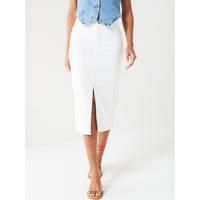 V by Very Denim Midi Skirt - White | Very (UK)