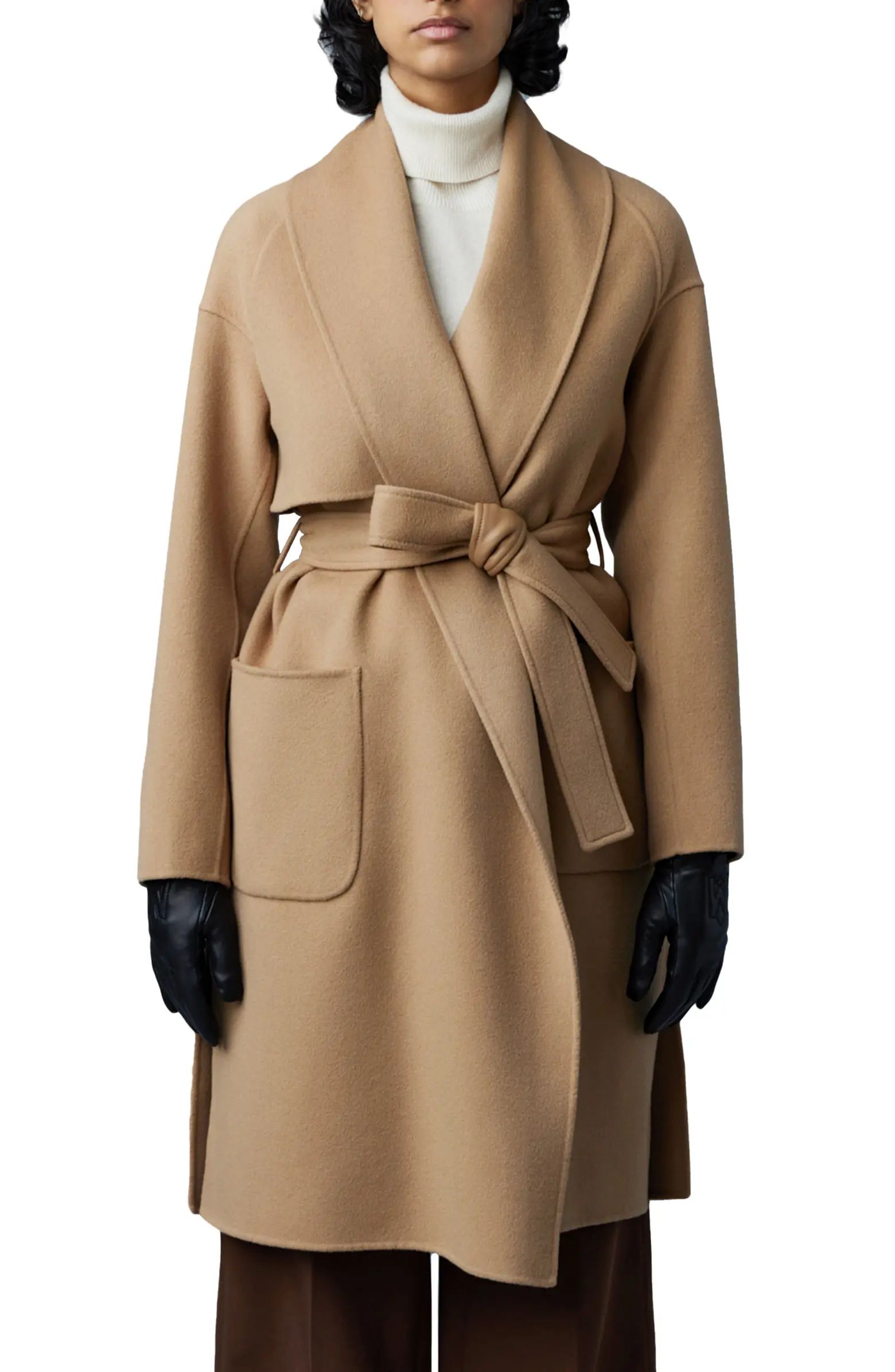 Thalia Double Face Tie Waist Wool Coat | Nordstrom