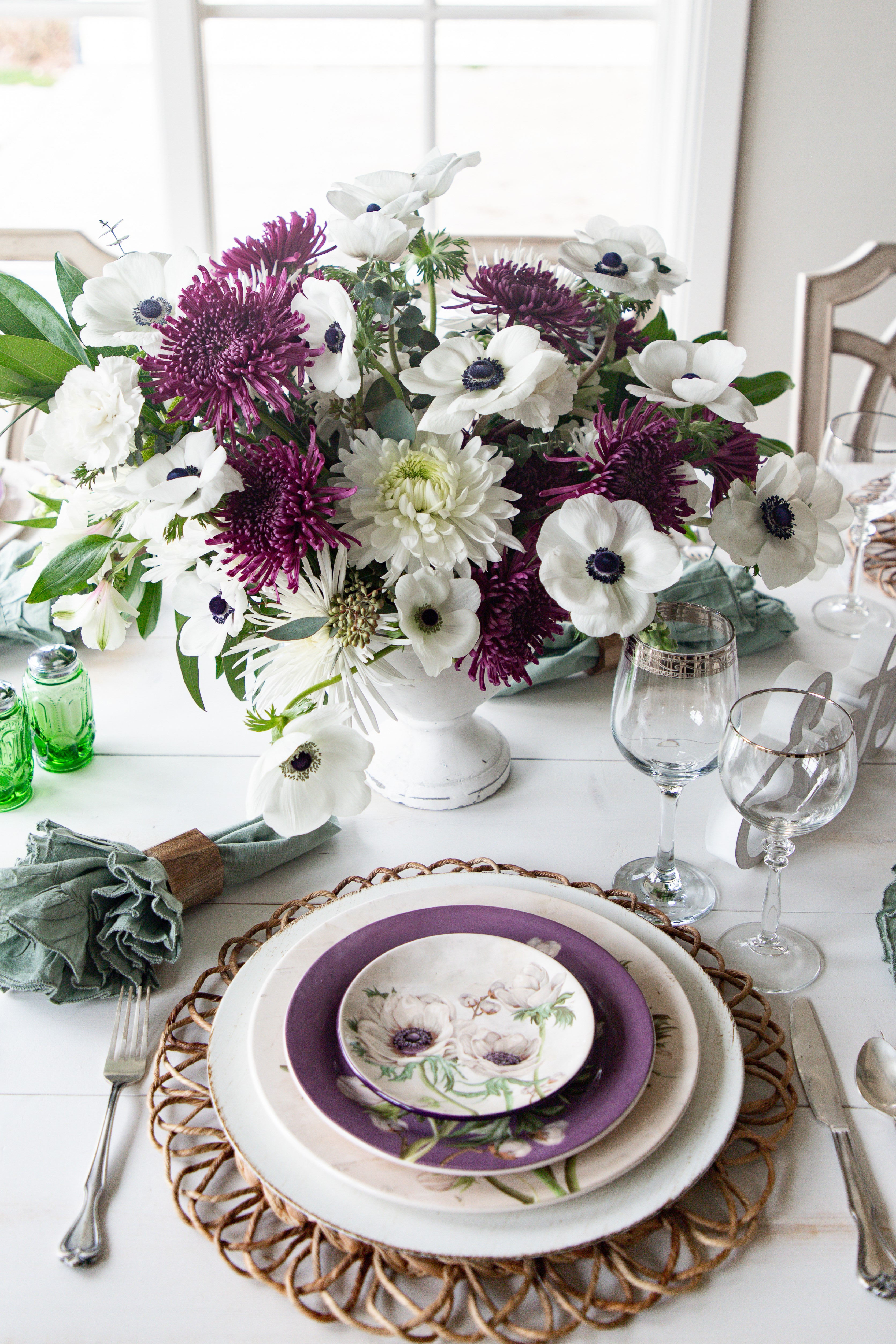 Purple & white summer tablescape perfection 💜🌿 These anemone stems make the easiest elevated centerpiece for hosting, brunch, or outdoor dinners. Everything is linked in my LTK—tap to shop the look + recreate this dreamy summer table in minutes ✨ #LTKhome #LTKseasonal #summerdecor #tablescapeideas 

 #LTKfoodie #LTKSeasonal #LTKHome