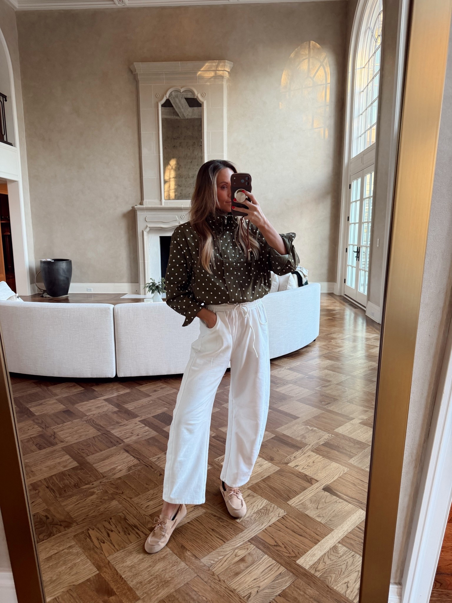 Polka dot light weight jacket from Amazon! Pants are so comfy! 

#LTKootd #LTKOver40 #LTKdayinmylife