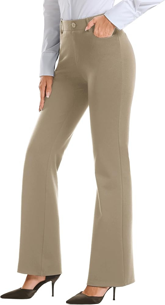 Stelle Women 28"/30"/ 32" Bootcut Dress Pants Business Casual Work Pants with Pockets Pull On Reg... | Amazon (US)