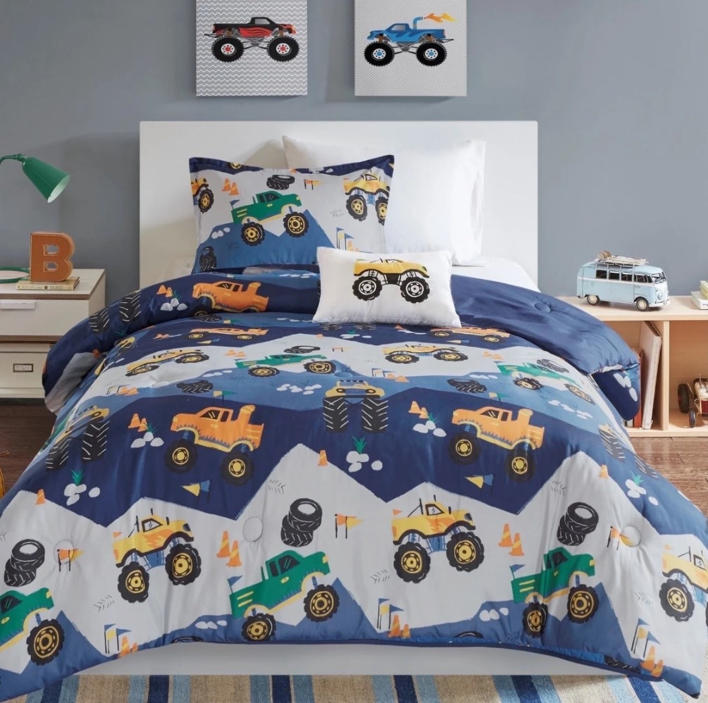 I love how this looks with this comforter it’s just boys rooms like be how you can put little style of trucks or cars too. 

#LTKKids #LTKCyberWeek #LTKHoliday
