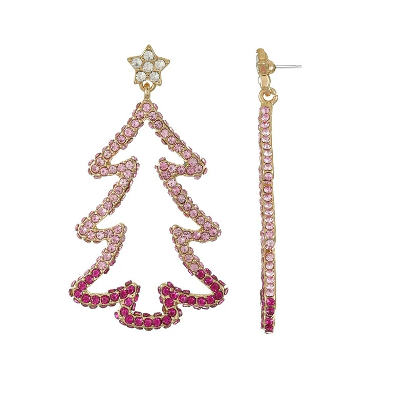 Packed Party Pink Christmas Tree Earrings - Walmart.com | Walmart (US)