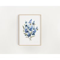 Bluebonnet Bouquet Painting | Watercolor Art 5x7| 8x10| 9x12 11x14| Blue Flower Illustration | Etsy (US)