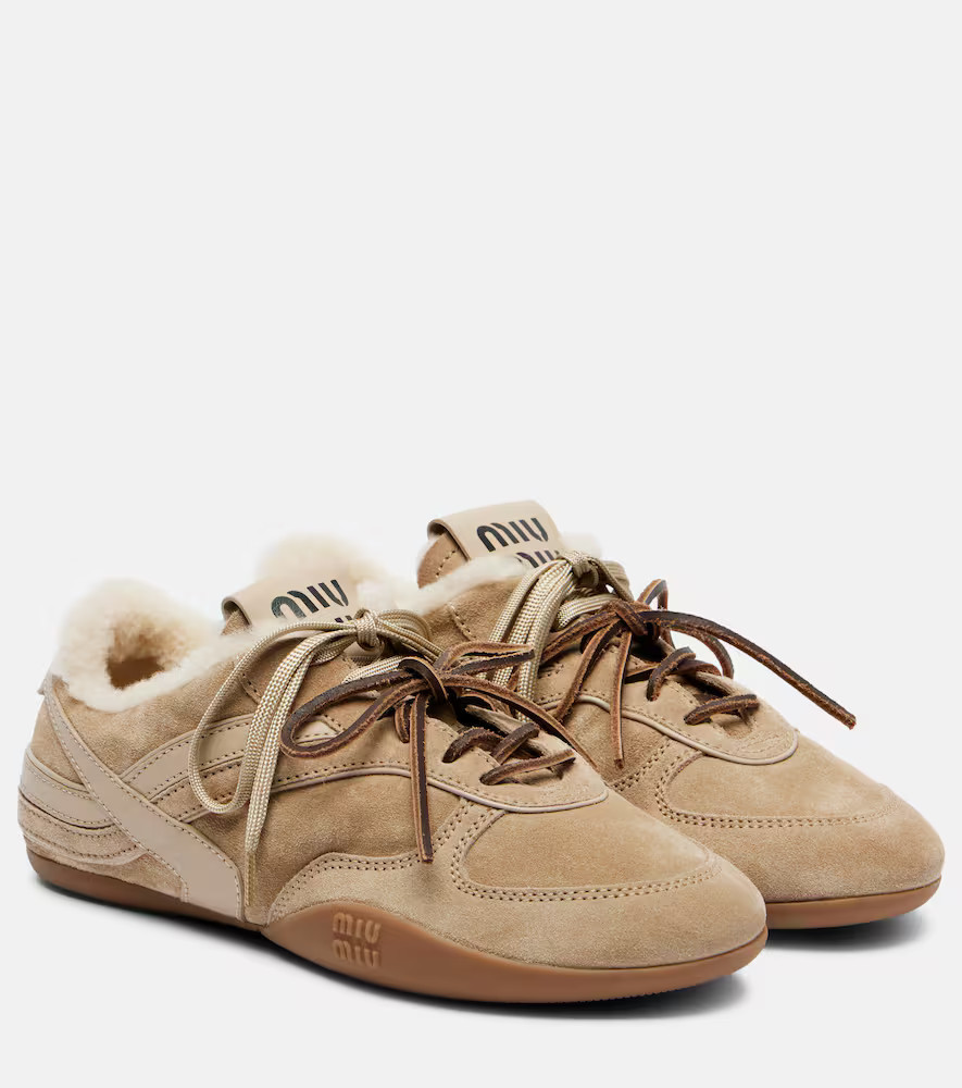 Miu Miu Gymnasium shearling-lined suede sneakers | Mytheresa (INTL)