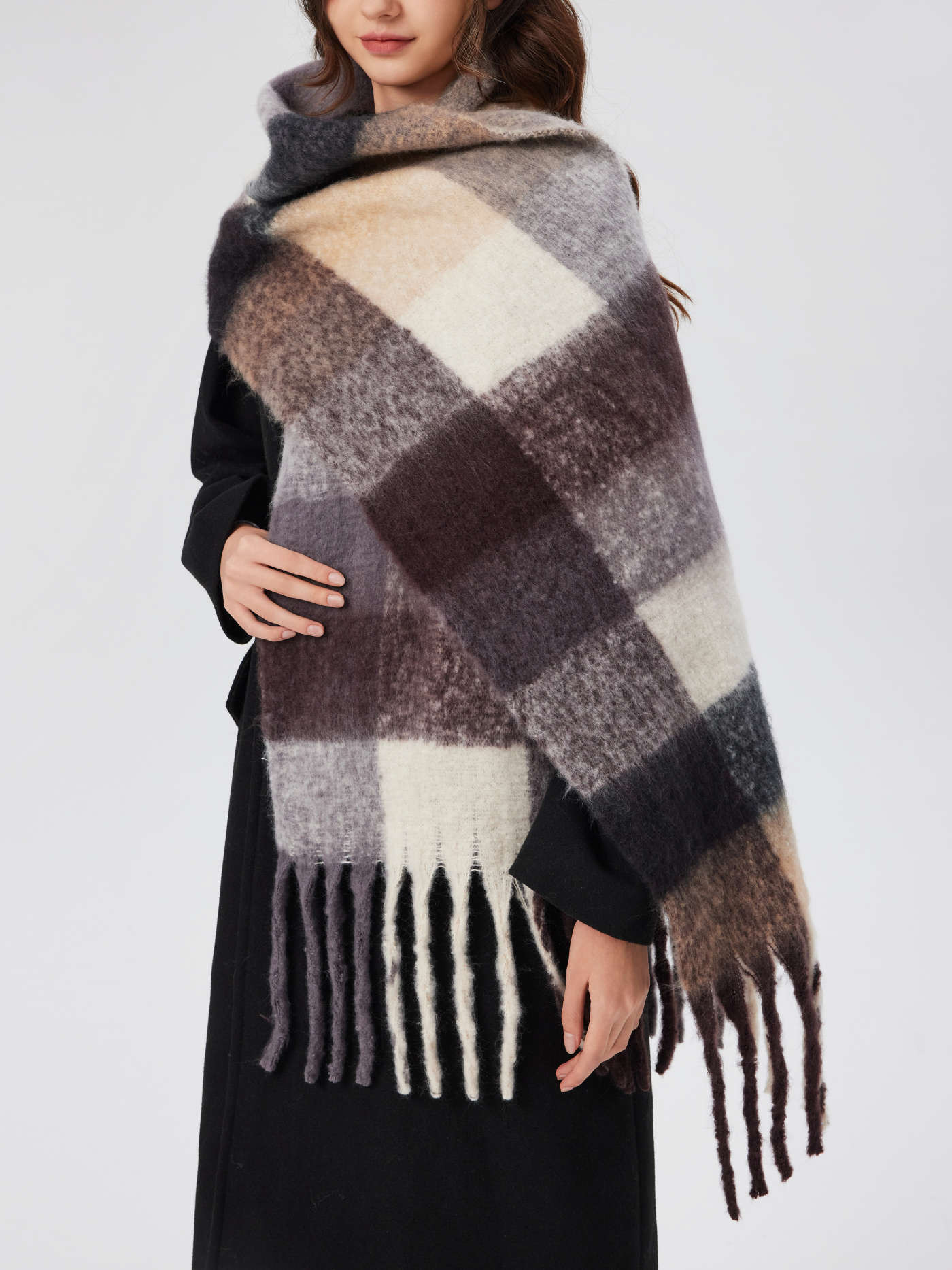 PLAID TASSEL SCARF | Cider