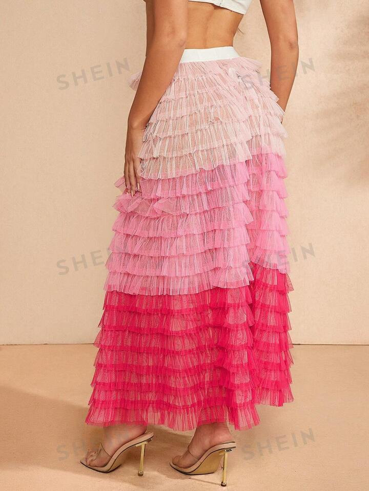 SHEIN Haute Women's Simple Daily Color Block Skirt | SHEIN