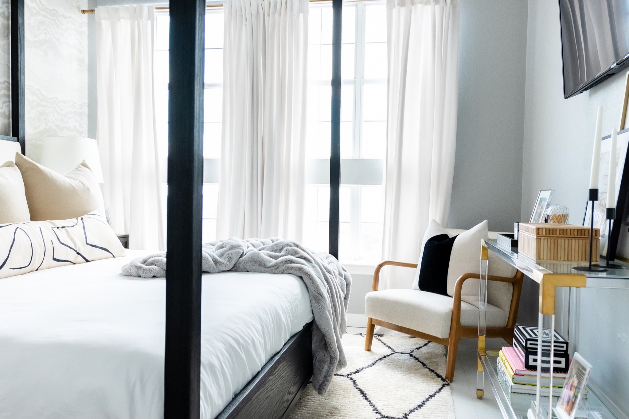 Bedroom 🖤 

Home, home decor, bedroom furniture, canopy bed, rug, bedroom rug, rugs, curtains, lamp, nightstand, black lamp, black nightstand, modern furniture, pillows, neutral home decor, throw pillows, black canopy bed, amazon curtains, chair, accent chair

#LTKstyletip #LTKhome #LTKsalealert