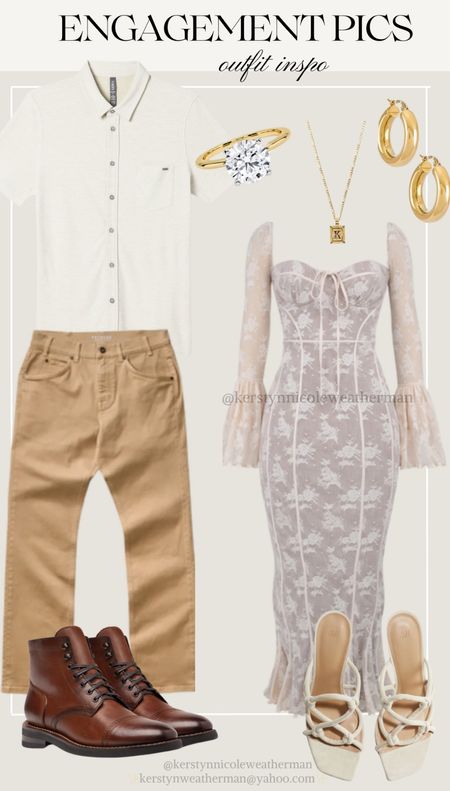 ENGAGEMENT PICTURE OUTFIT INSPO 
🤍☁️✨ bride to be outfit, couples outfit inspo for photos

