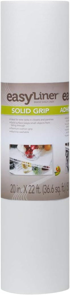 Duck - 281875 Non-Adhesive Shelf Liner Solid Grip EasyLiner, 20-inch x 22 Feet, White | Amazon (US)