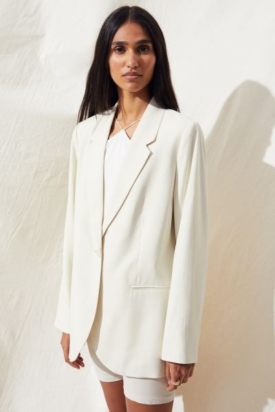 Conscious choice  New ArrivalStraight-cut, single-breasted blazer in a woven lyocell and cotton b... | H&M (US + CA)