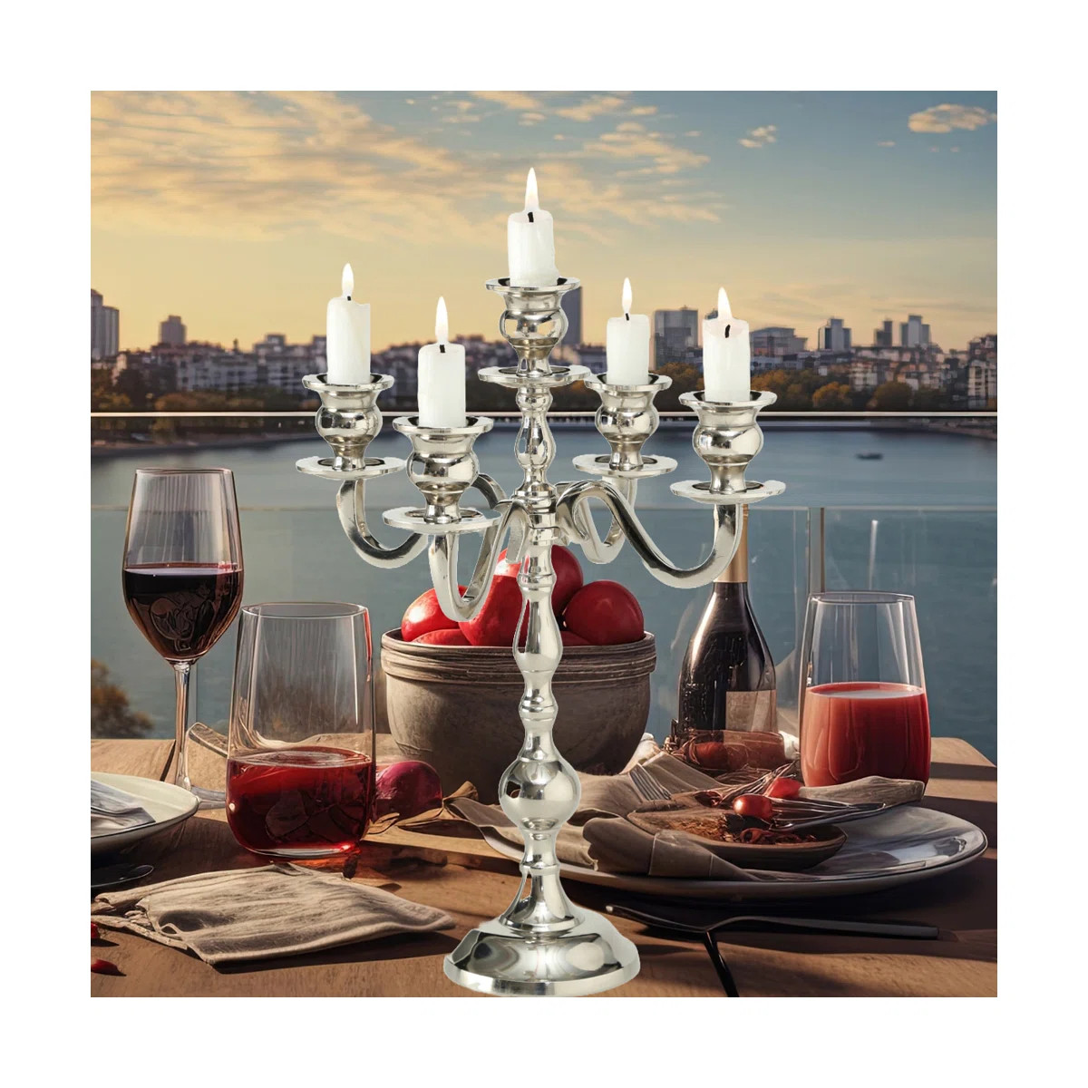 10.2'' H Aluminum Tabletop Candelabra | Wayfair North America