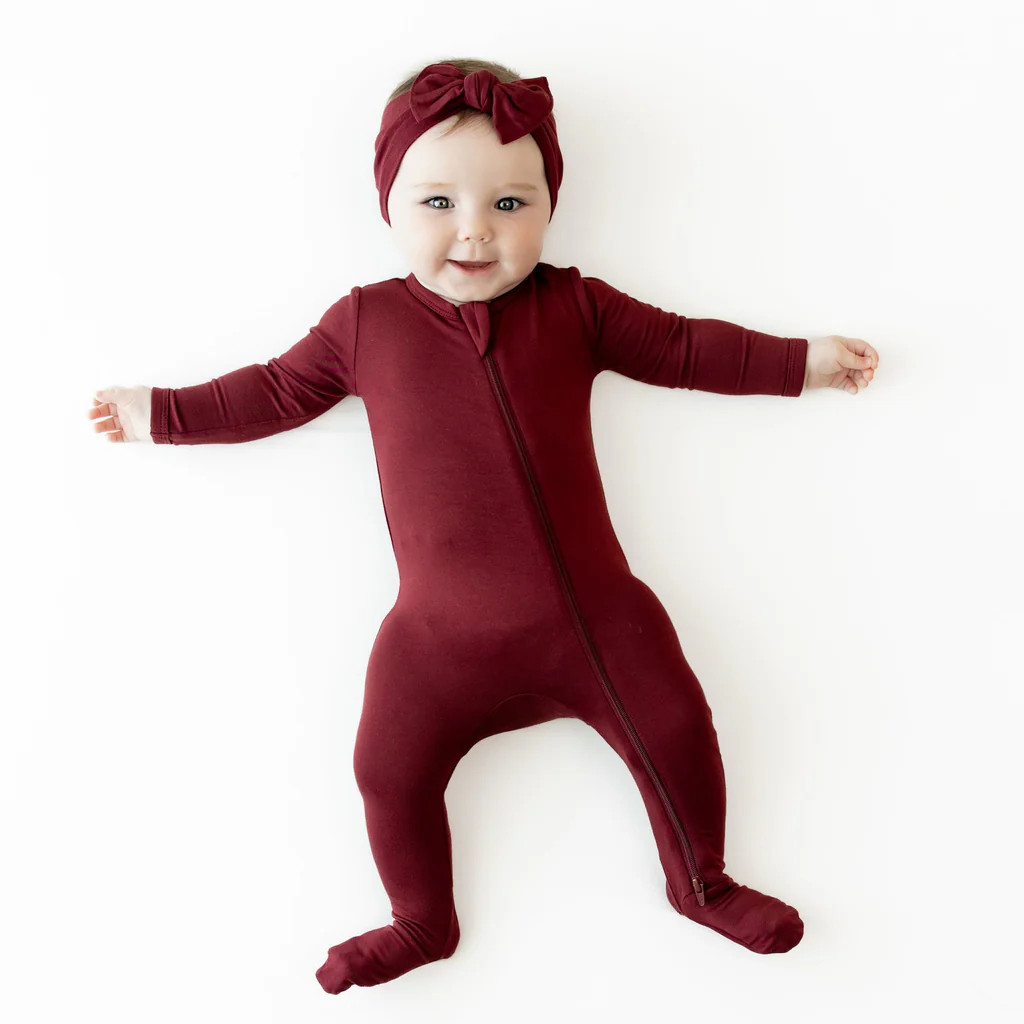 Zippered Footie in Burgundy | Kyte BABY