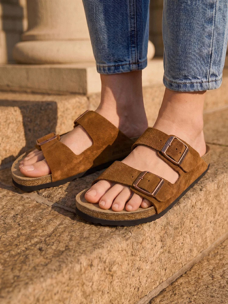 Birkenstock Mink Brown Arizona Suede Sandals | Next EU