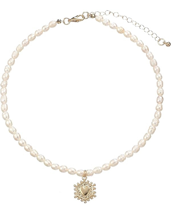 wgoud Natural Freshwater Pearl Choker Necklace for Women, Trendy 14K Gold Plated Pearl Necklaces ... | Amazon (US)