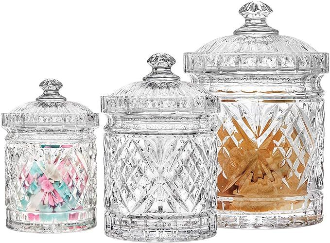 Godinger Canister Set, Crystal Canisters Food Storage Jars - Dublin Collection, Set of 3 | Amazon (US)