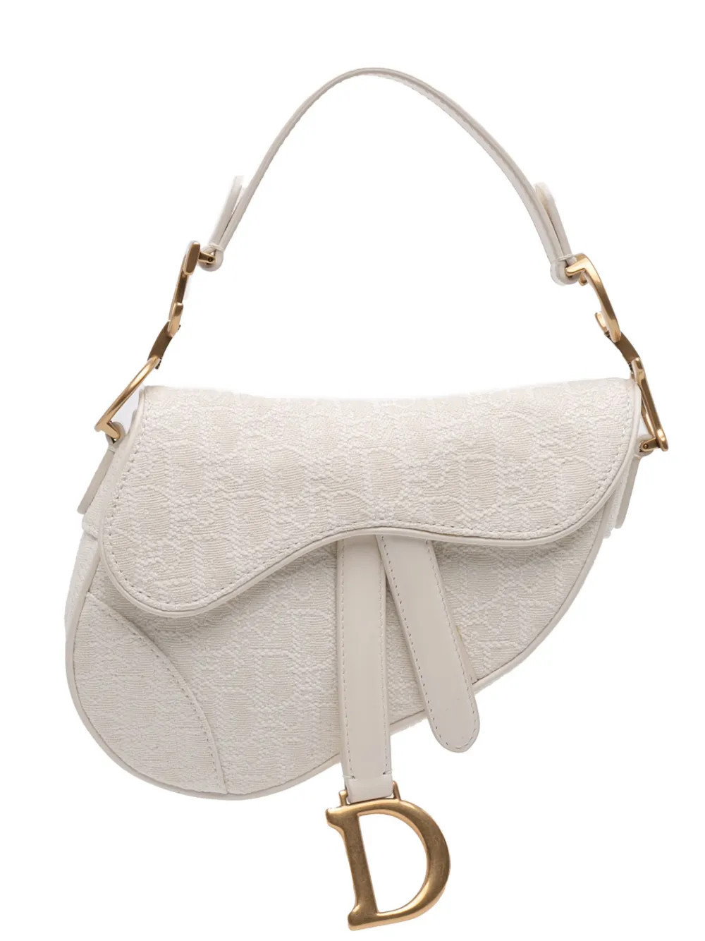 Christian Dior Pre-Owned 2020 Mini Oblique Canvas Saddle Bag satchel - White | Farfetch Global