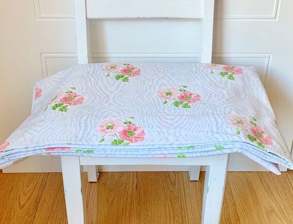 Vintage Sheet,Flat Sheet,Full,Double,Floral,Pink Blue Green,Aqua,Shabby Chic,Cottage,Farmhouse,Be... | Etsy (US)