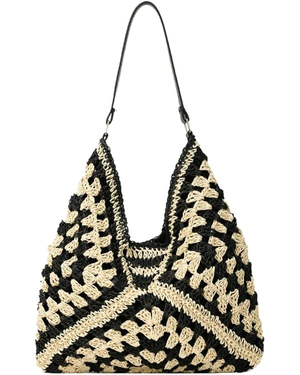Straw Hobo Bags for Women Vintage Shoulder Bag Everything Tote Bag Designer Beach Bag Holiday Wor... | Amazon (US)