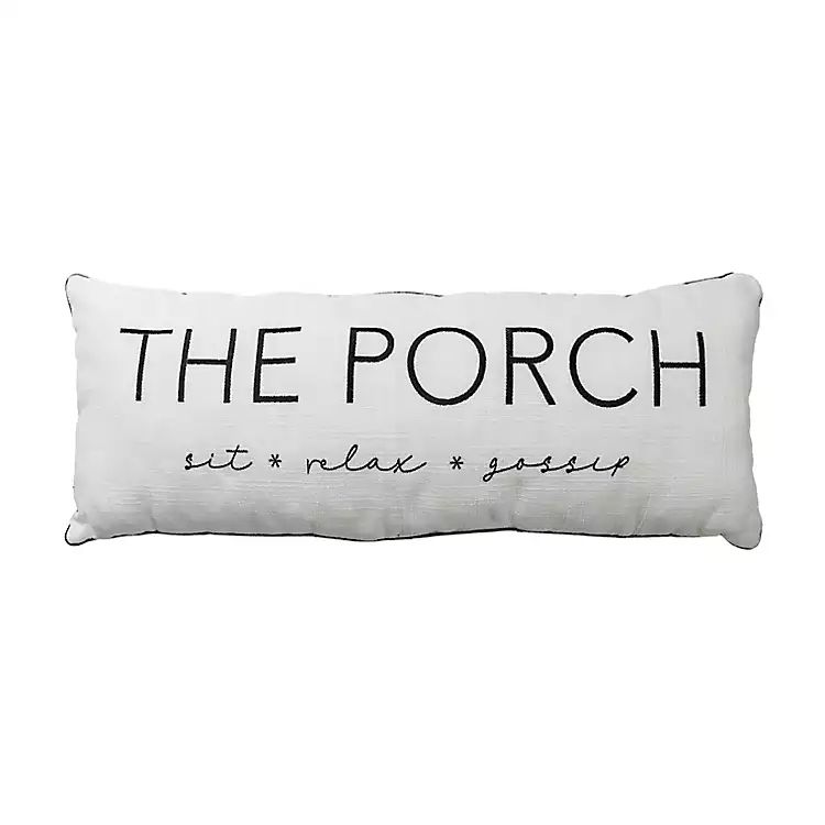 The Porch White Outdoor Lumbar Pillow | Kirkland's Home