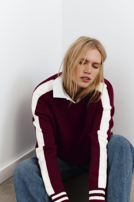 KNIT SWEATER WITH PIPING | Zara US